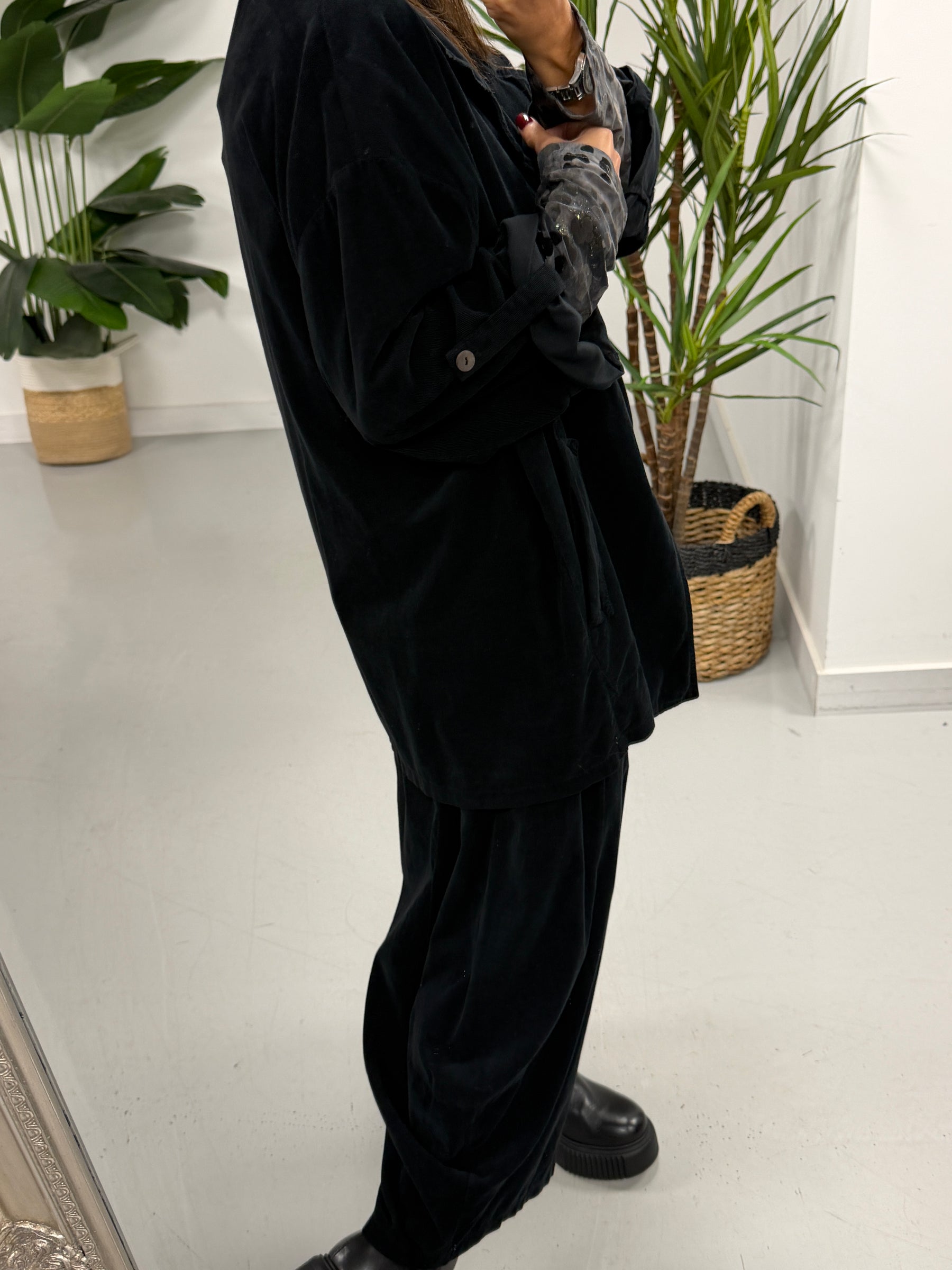 The Needlecord Button Blazer - Black (Size 12-18)