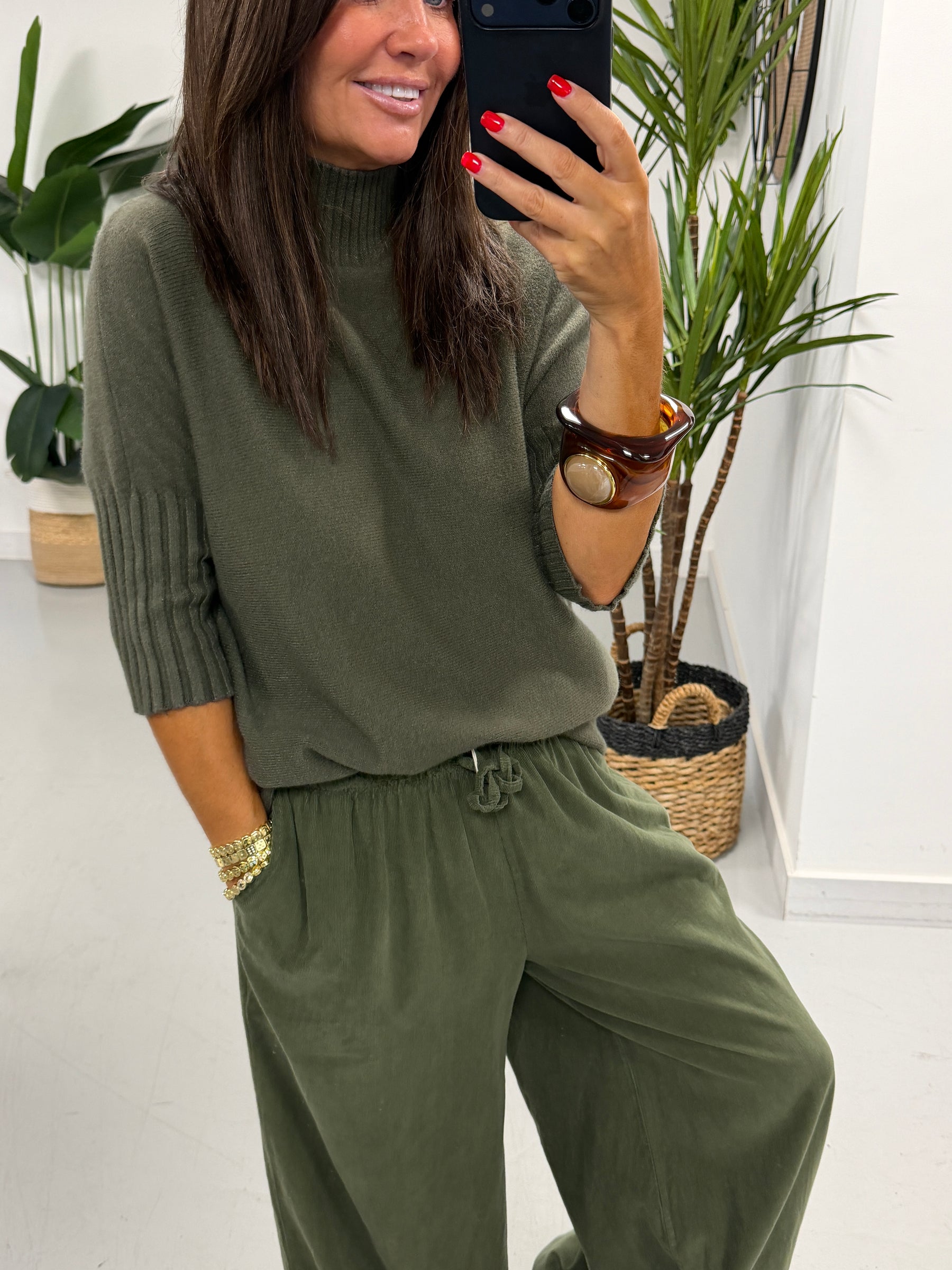 Crop Sleeve Knit - Green