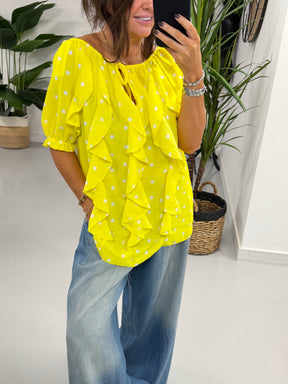 Spot of Summer Waterfall Blouse - Bright Yellow