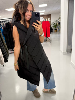 Fly Asymmetrical Hooded Giilet  - Black