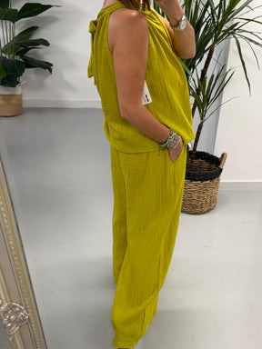 The Halterneck Crinkle Co Ord - Pistachio