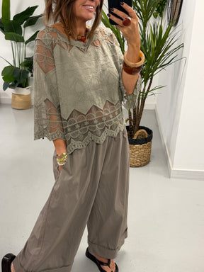 Seville Lace Top - Taupe