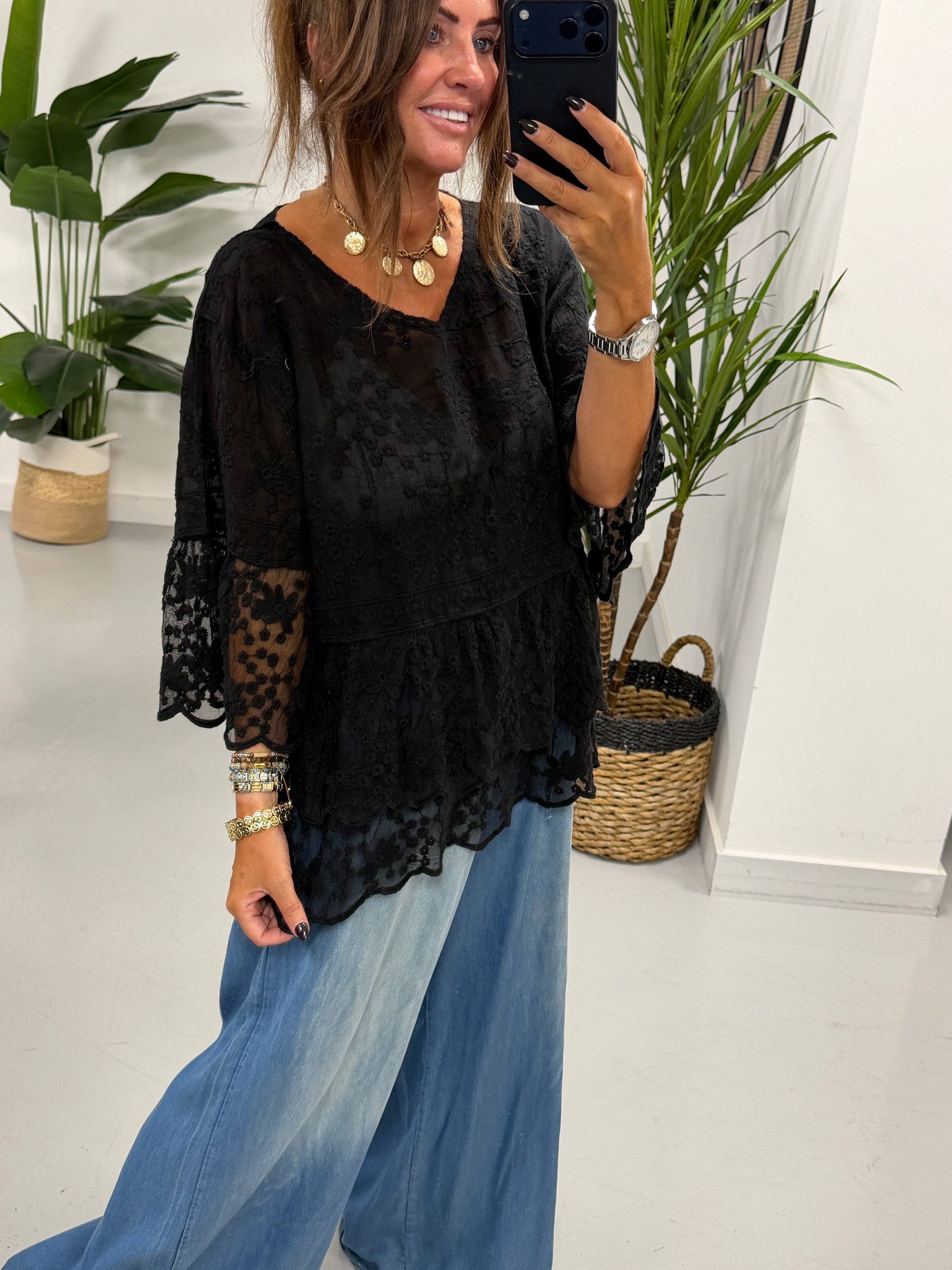 Seville Lace Tunic - Black