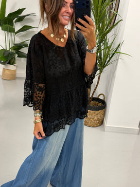 Seville Lace Tunic - Black