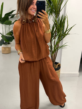 Crinkle Pebble Co Ord - Rust