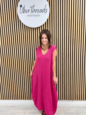 The Tamzin Crop Leg Jumpsuit - Cerise