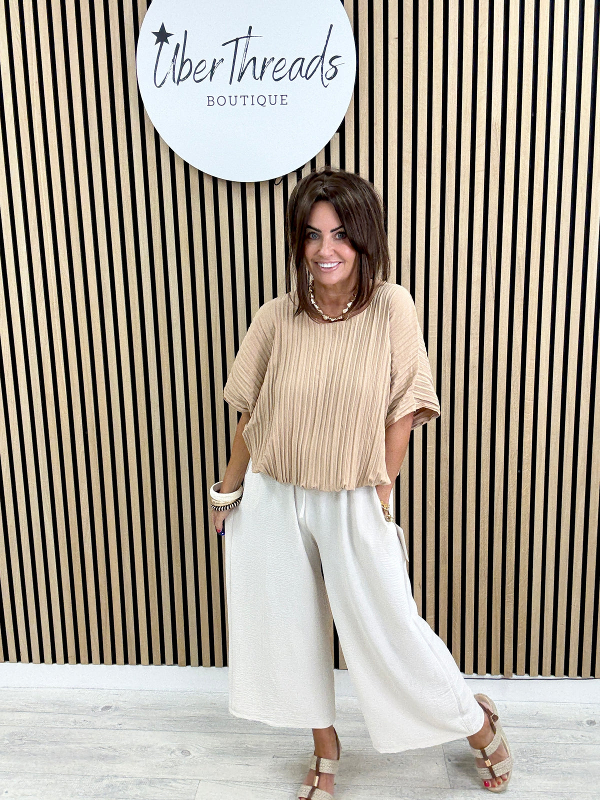 The Cropped Wide Leg Trousers - Buttercream