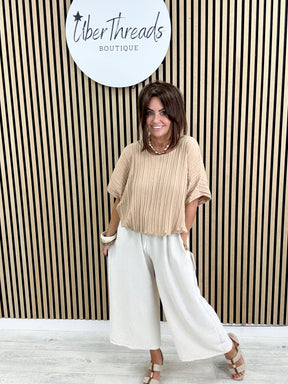 The Cropped Wide Leg Trousers - Buttercream
