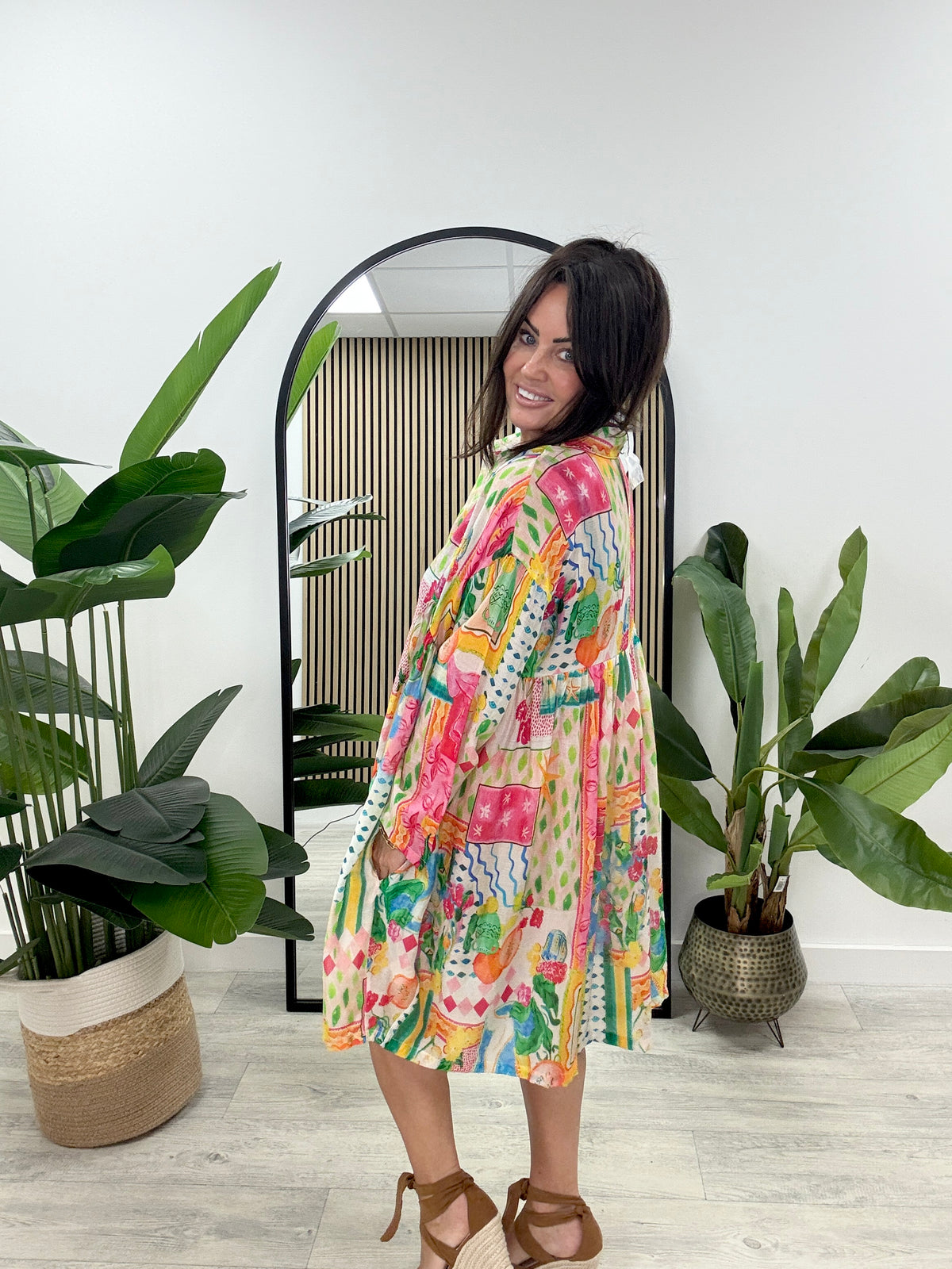 Bella Blue Side Ruched Button Shirt/Dress  - Rose