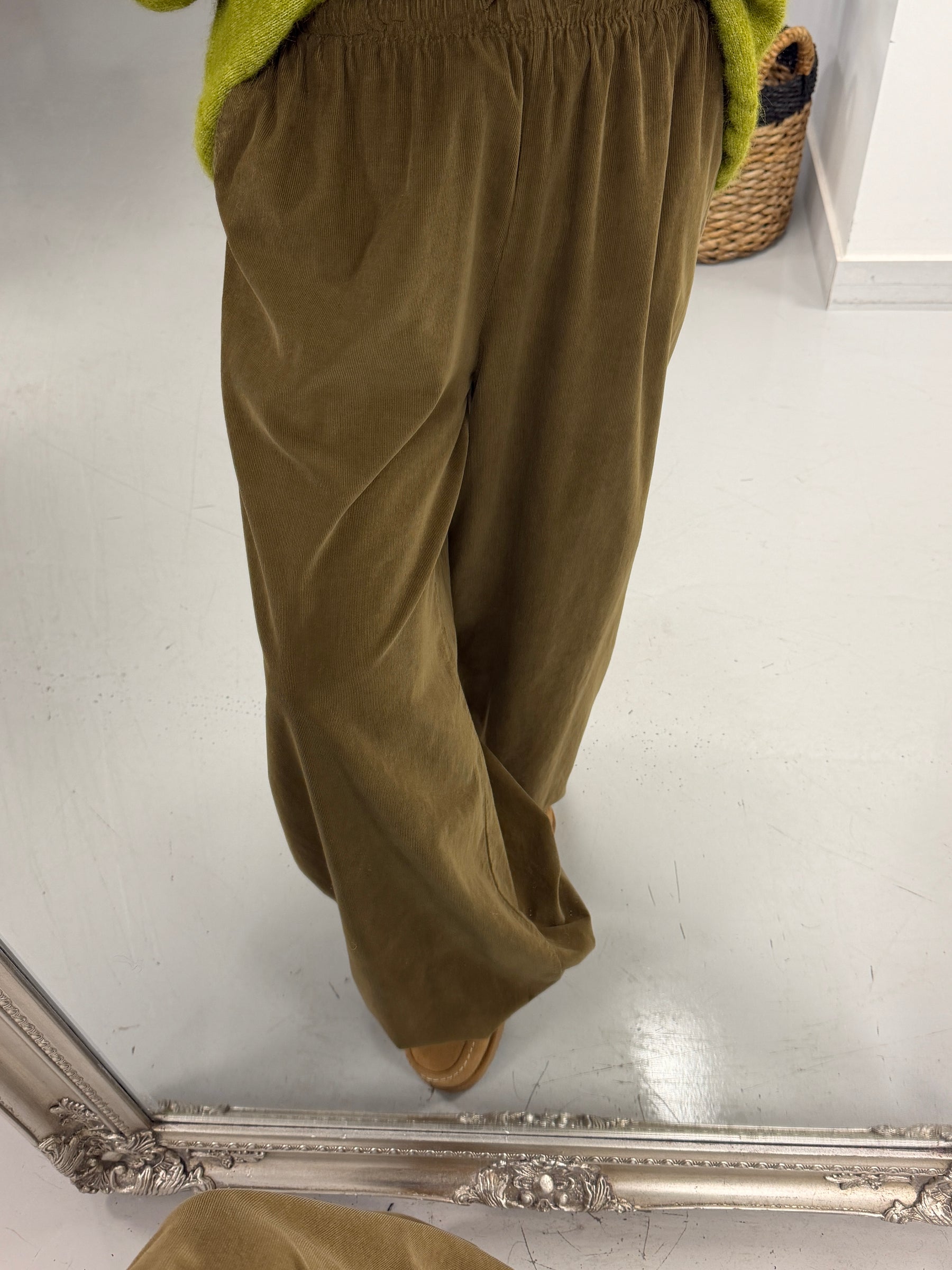 The Balloon Needlecord Trousers - Olive Green   (Size 10-16)