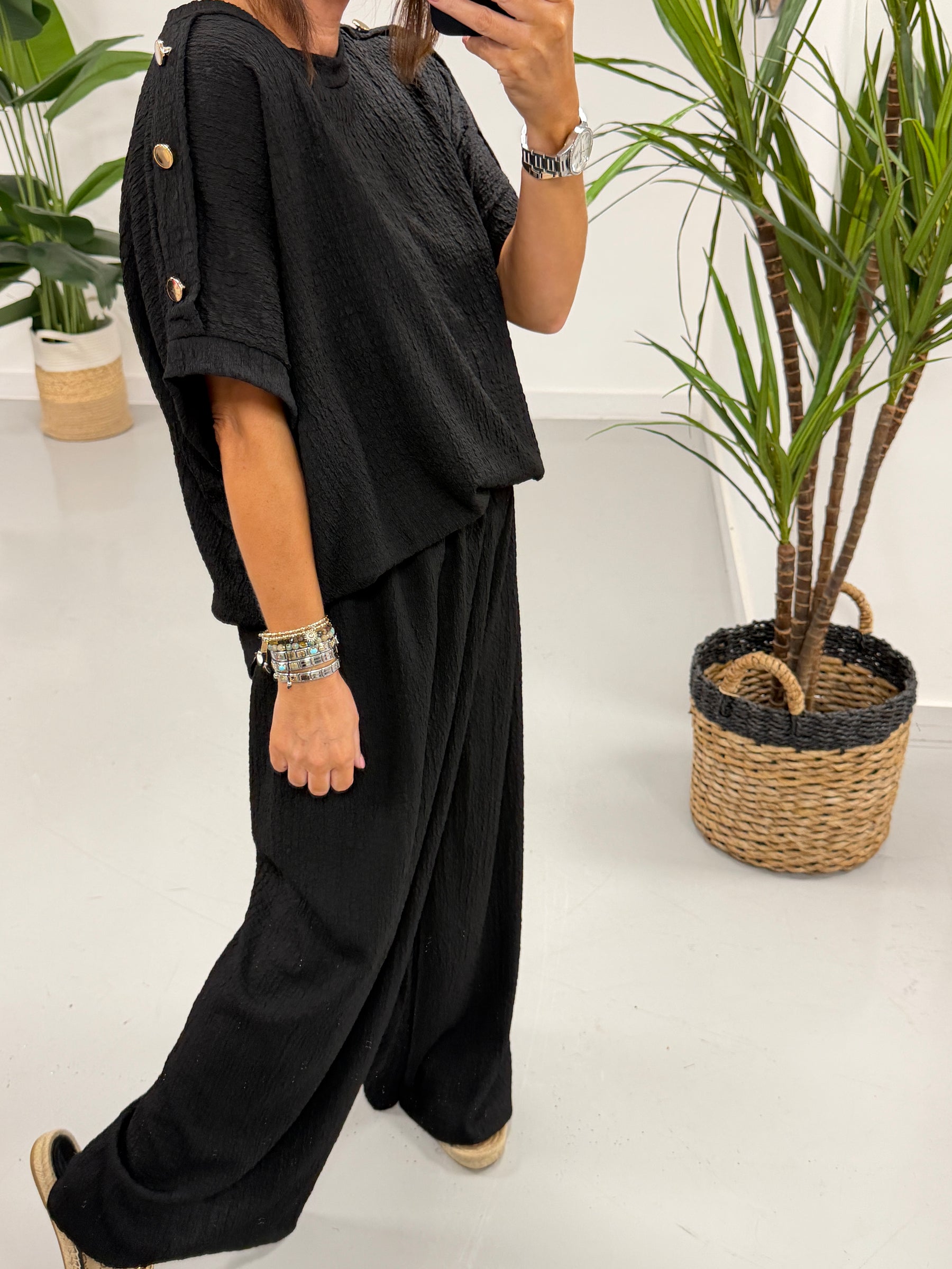 The Hallie Button Two Piece - Black