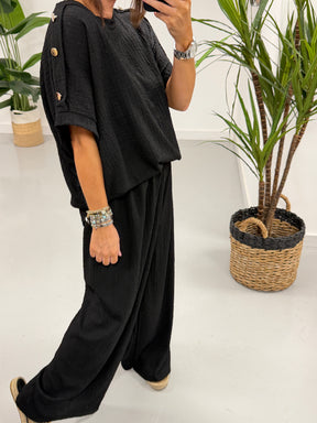 The Hallie Button Two Piece - Black