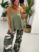 Layered Cotton Cami  -Khaki
