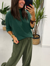 Crop Sleeve Knit - Forest Green