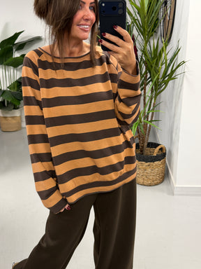 Sunset Stripe Raw Edge - Copper/Chocolate  (Size 10-16)