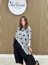 I.D Clothing Polka Dot Frill Tunic - Grey