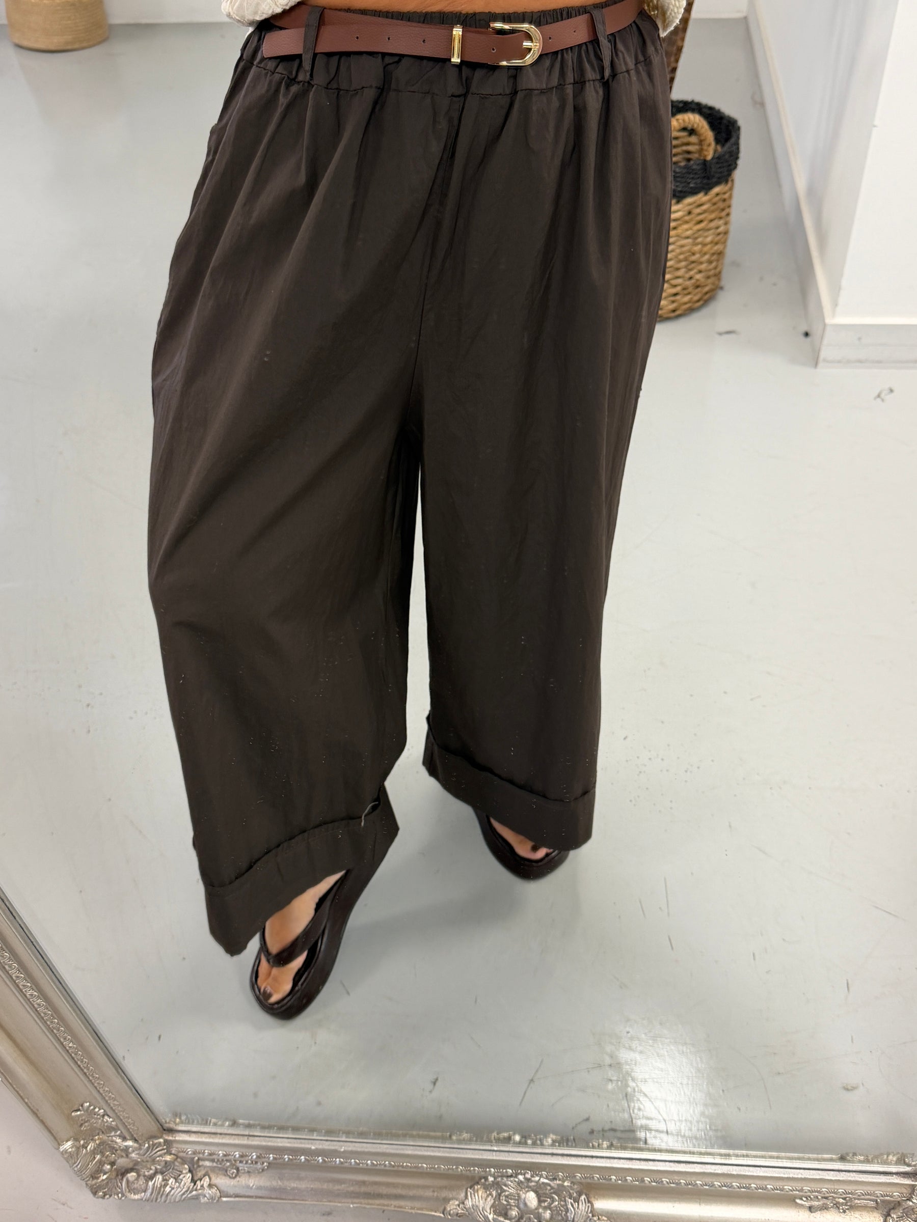 Belted Culottes - Chocolate