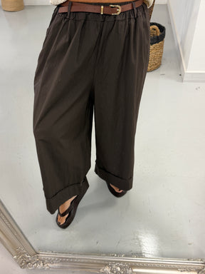 Belted Culottes - Chocolate