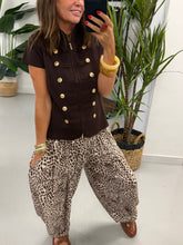 The Shirred TicToc Crinkle Balloon Trouser - Chocolate Animal