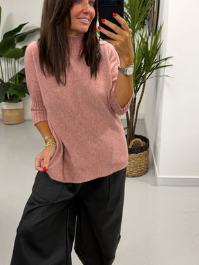 Crop Sleeve Knit - Blush