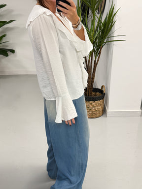 Ibiza Frill Blouse - White