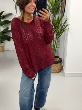 The Lace Mesh - Wine  (Size 12-18)