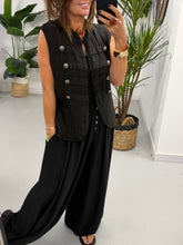 Linen Military Waistcoat - Black