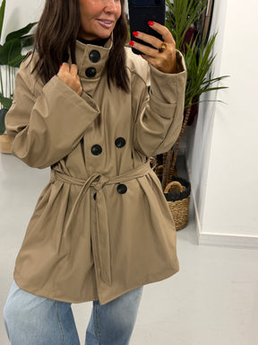 Faux & Fierce PU Trench Jacket - Camel