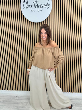 Palma Puff Sleeve Bardot - Camel