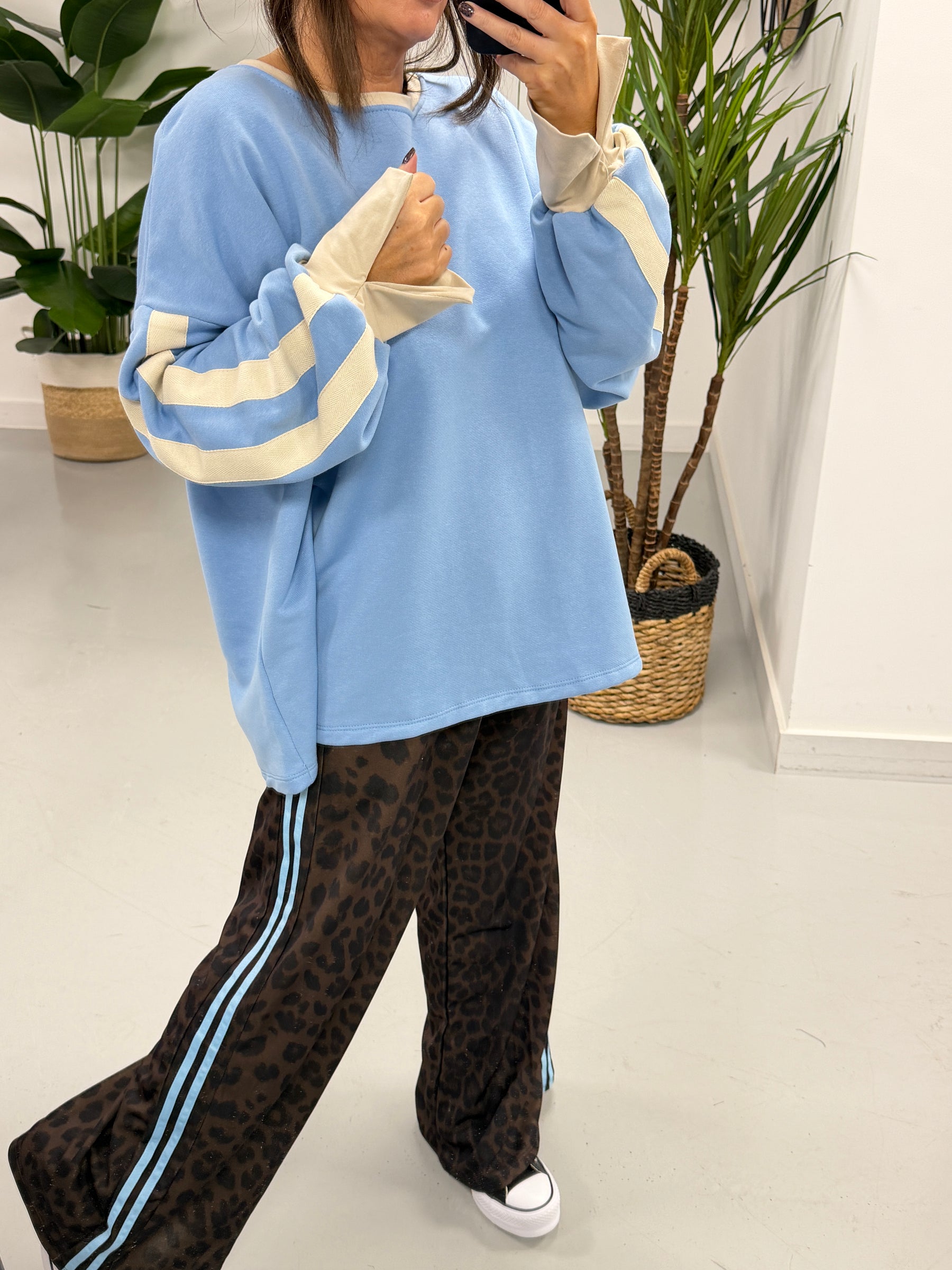 Split Cuff Jersey - Baby Blue