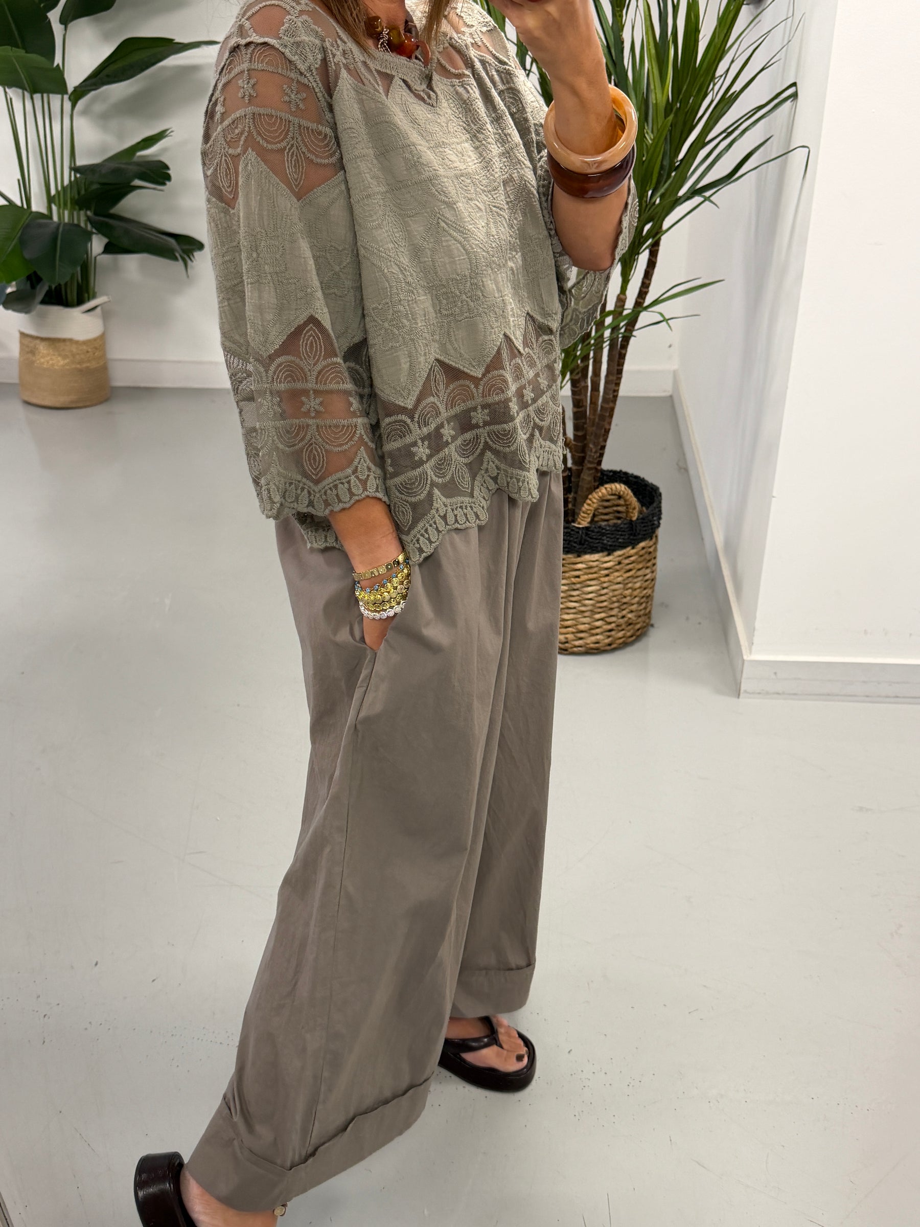 Seville Lace Top - Taupe