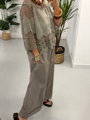 Seville Lace Top - Taupe