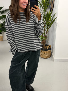 Jumbo Cord Barrel Trousers - Charcoal (Size 10-14)