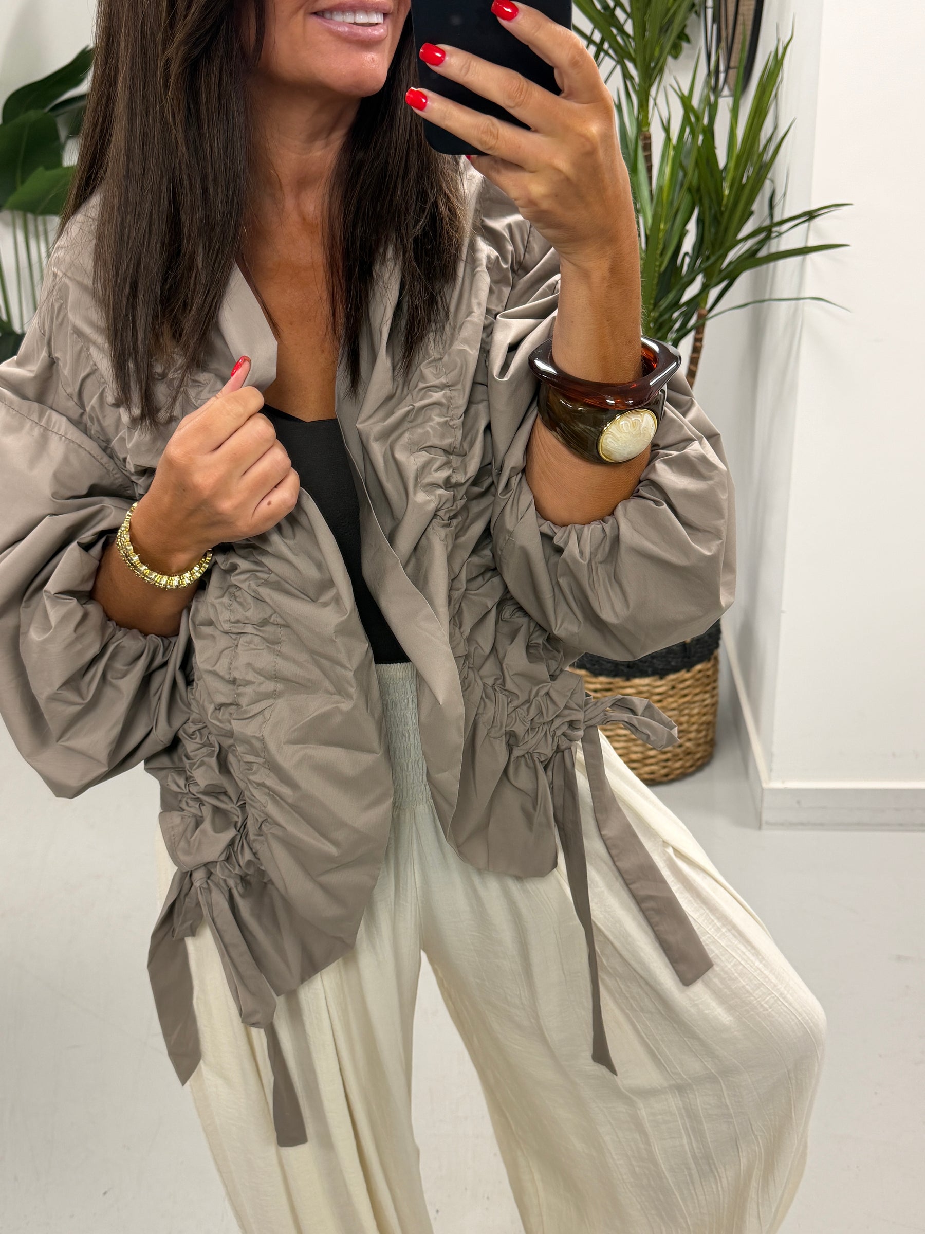 The Urban Ruched Jacket - Taupe