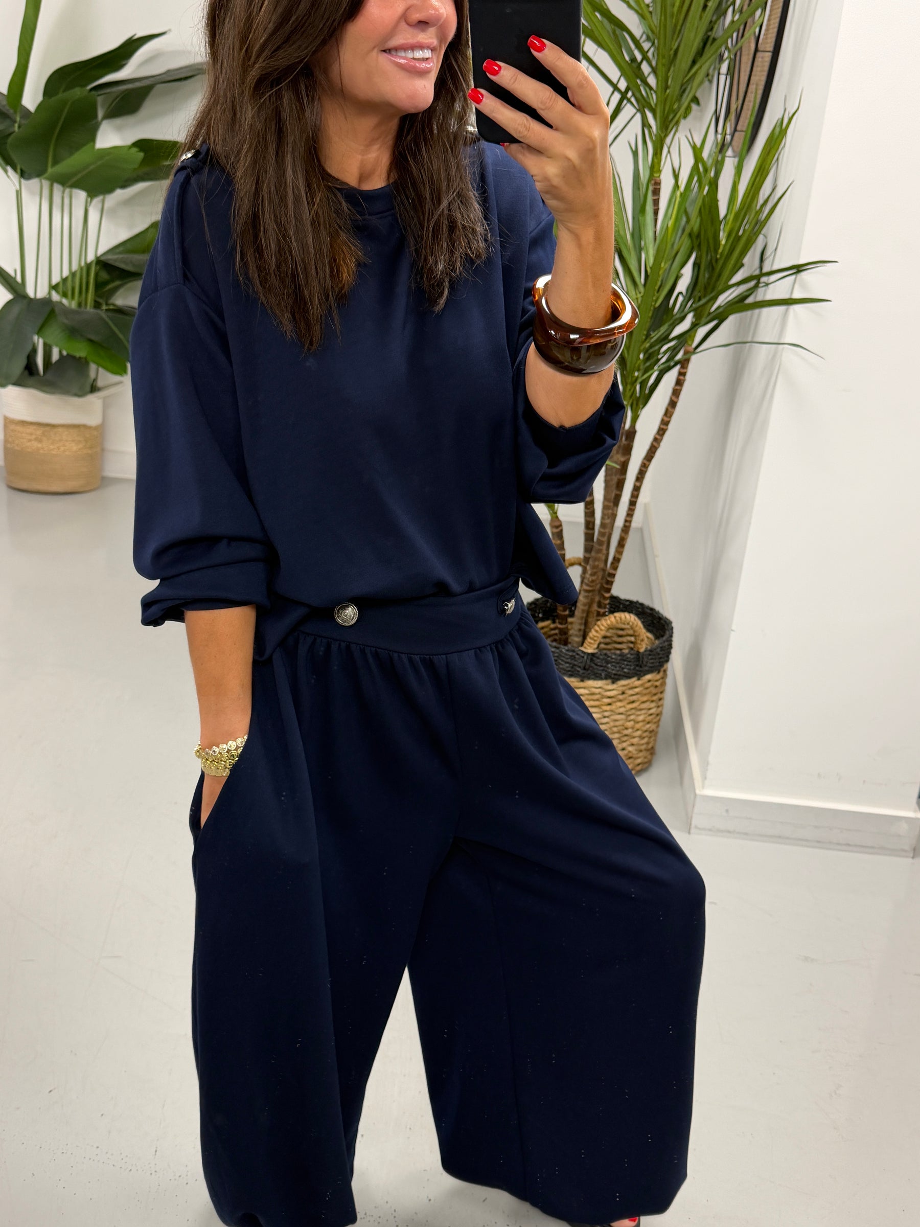 The Soft Touch Military Boxy Sweat - Navy Blue