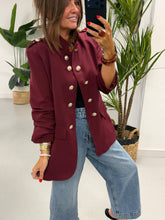 PRE ORDER Military Ruched Sleeve Blazer - Wine