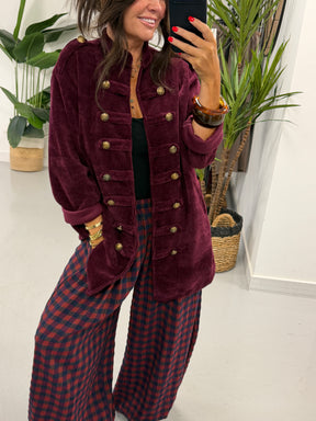 The Autumn Check Balloon Trousers - Wine/Navy