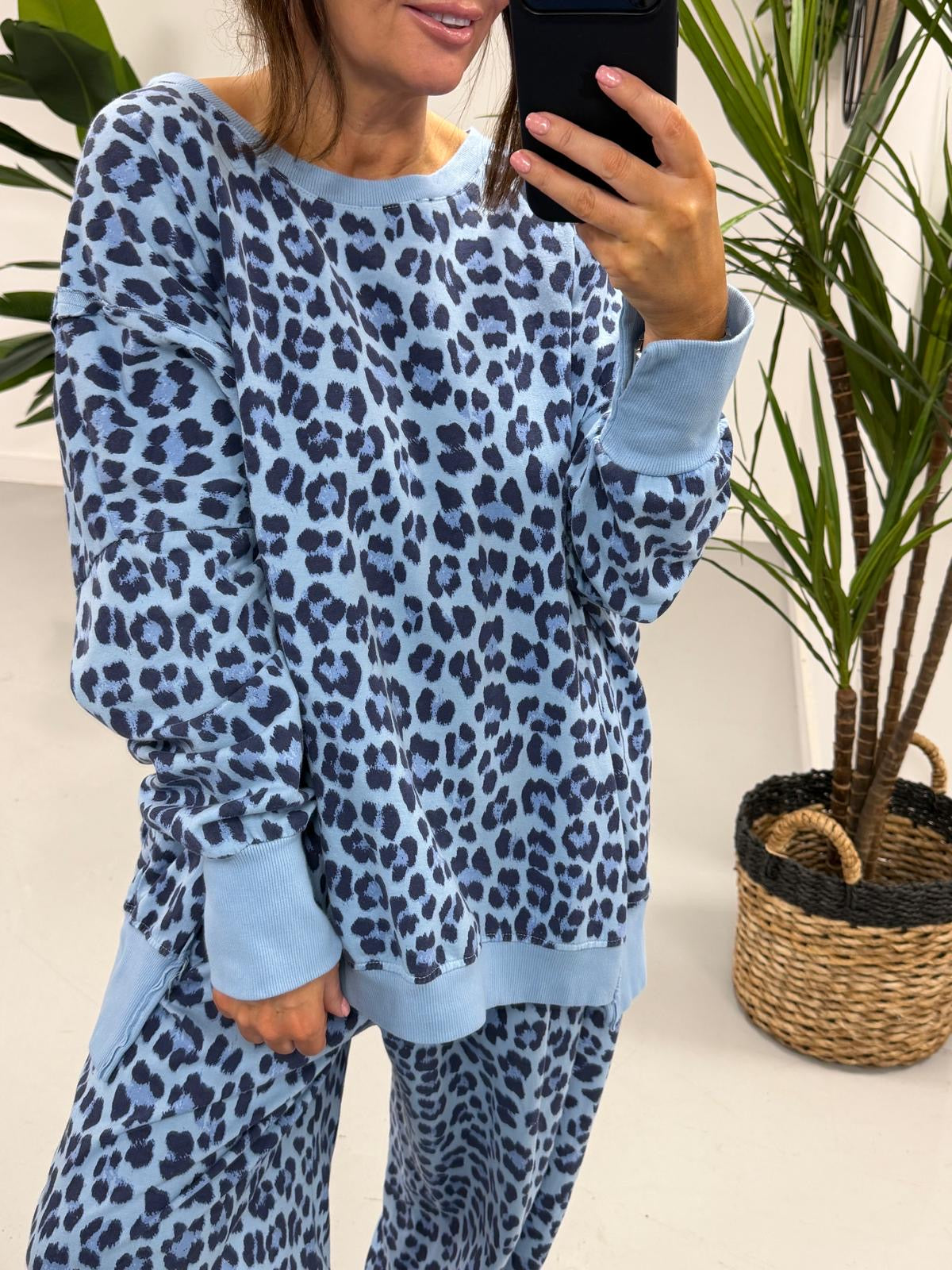 Animal Split Cuff Jersey - Blue