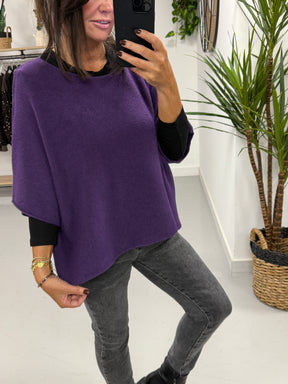 Gracie Crop Sleeve Knit - Dark Purple