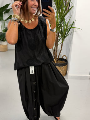 Paisley Embroidered Tunic - Black