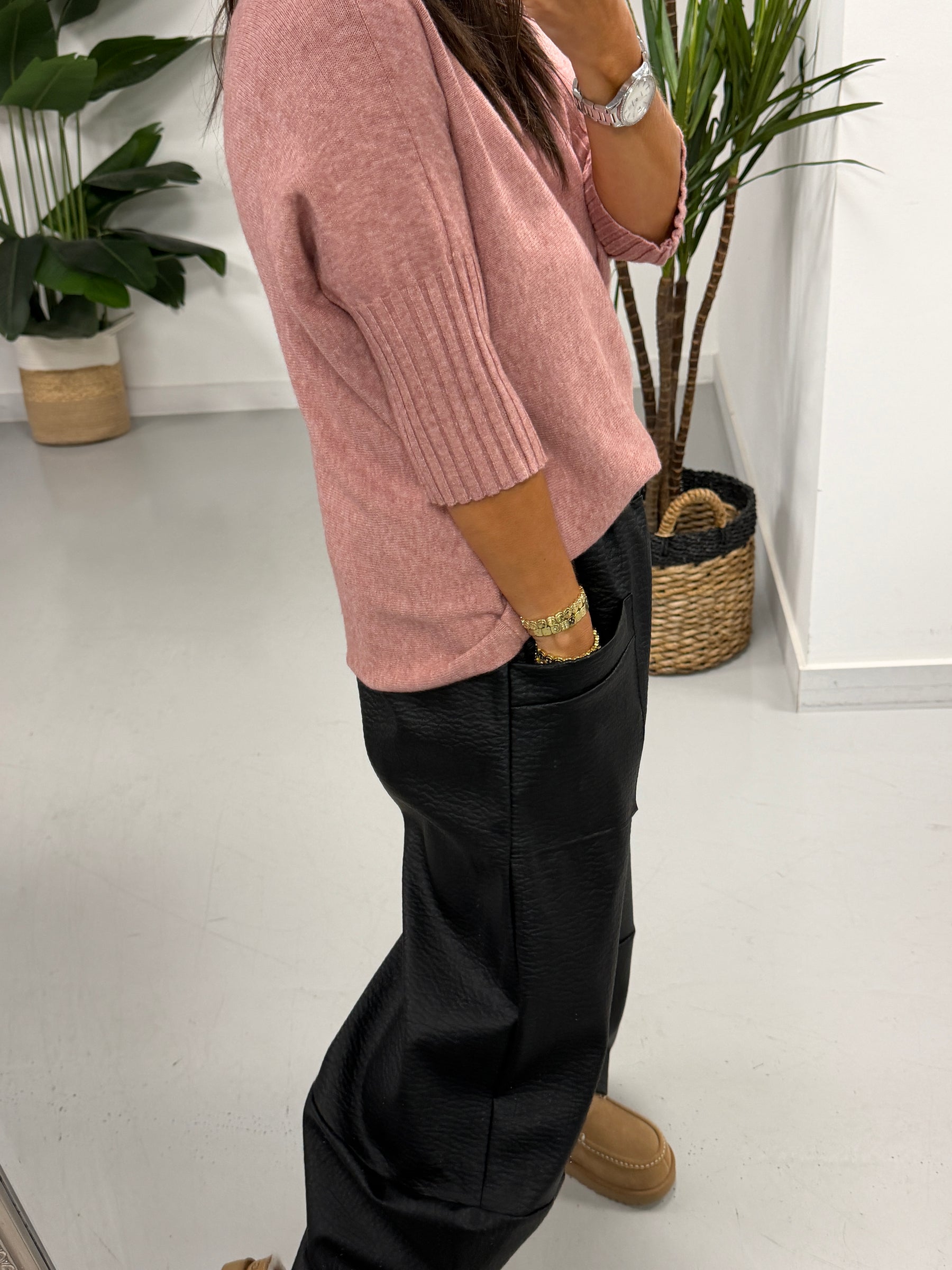 Crop Sleeve Knit - Blush