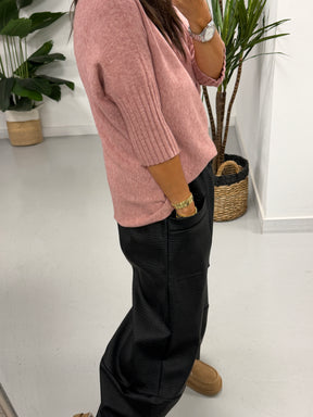 Crop Sleeve Knit - Blush