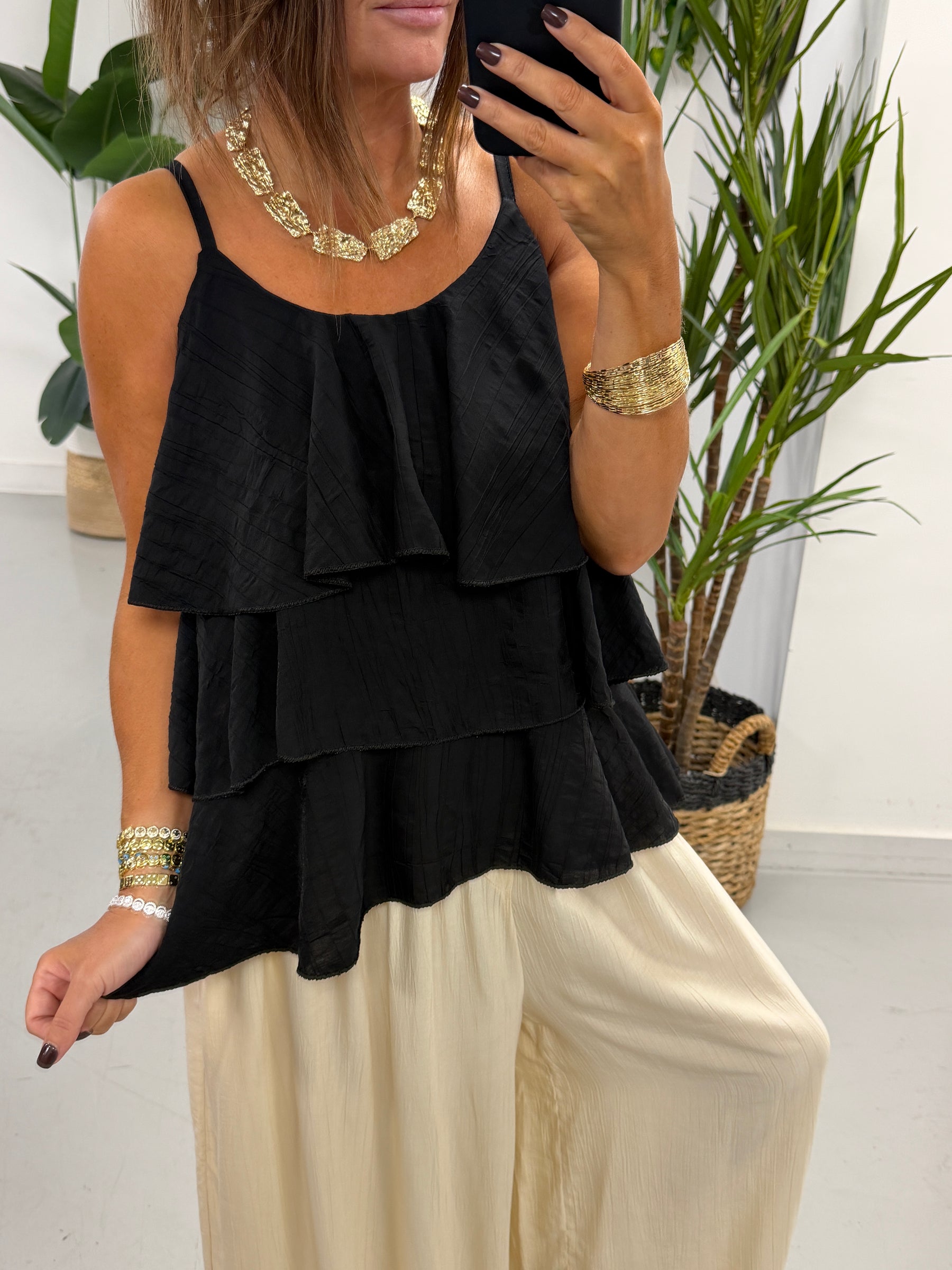 Crinkle Rara Top - Black