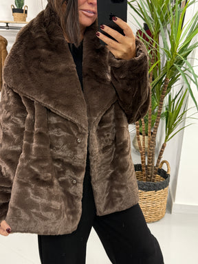 The Safron Faux Fur Coat - Chocolate