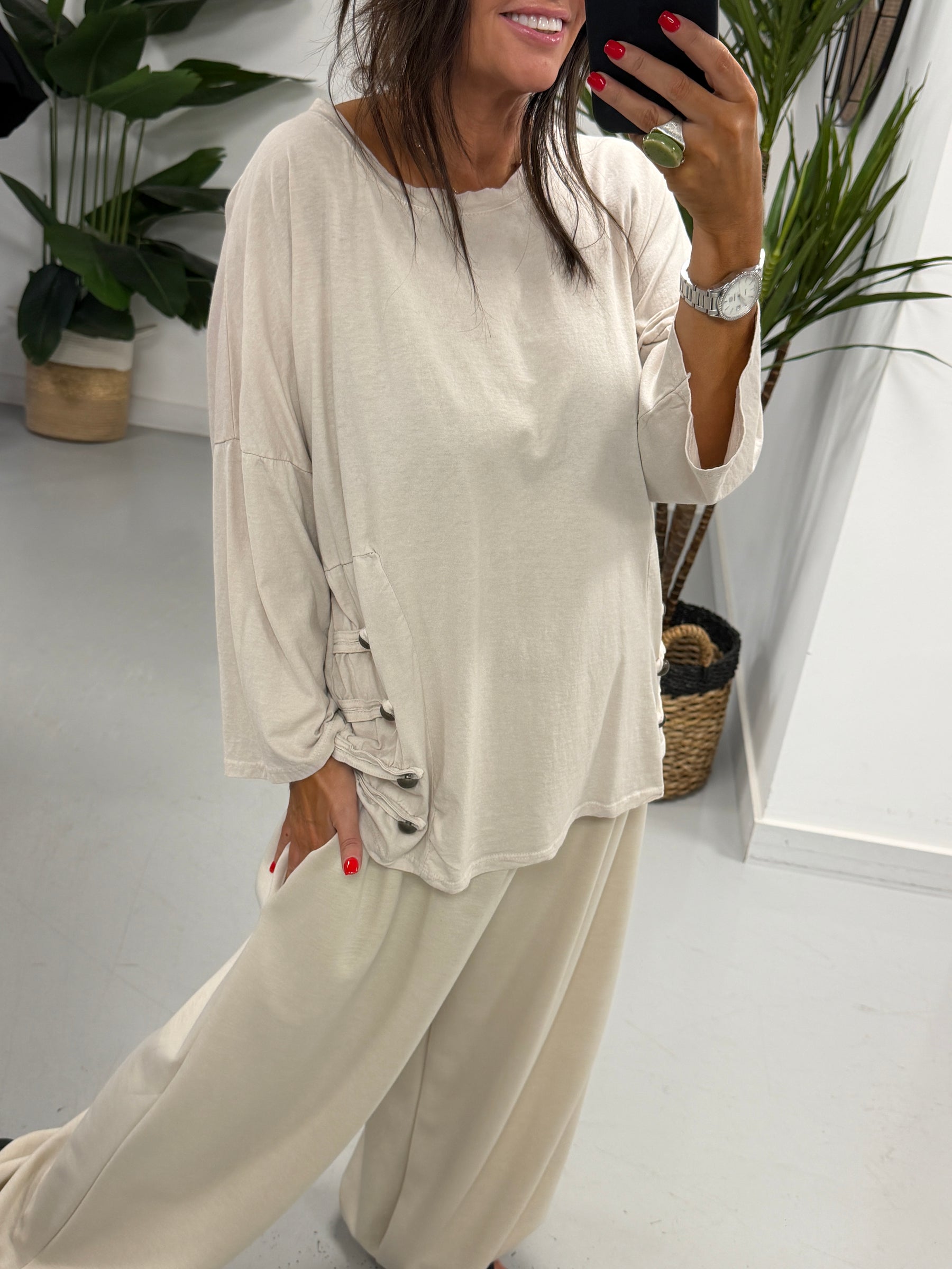Military Slouch Top Cream