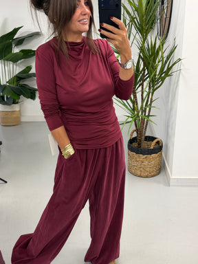 The Balloon Needlecord Trousers - Wine (Size 10-16)