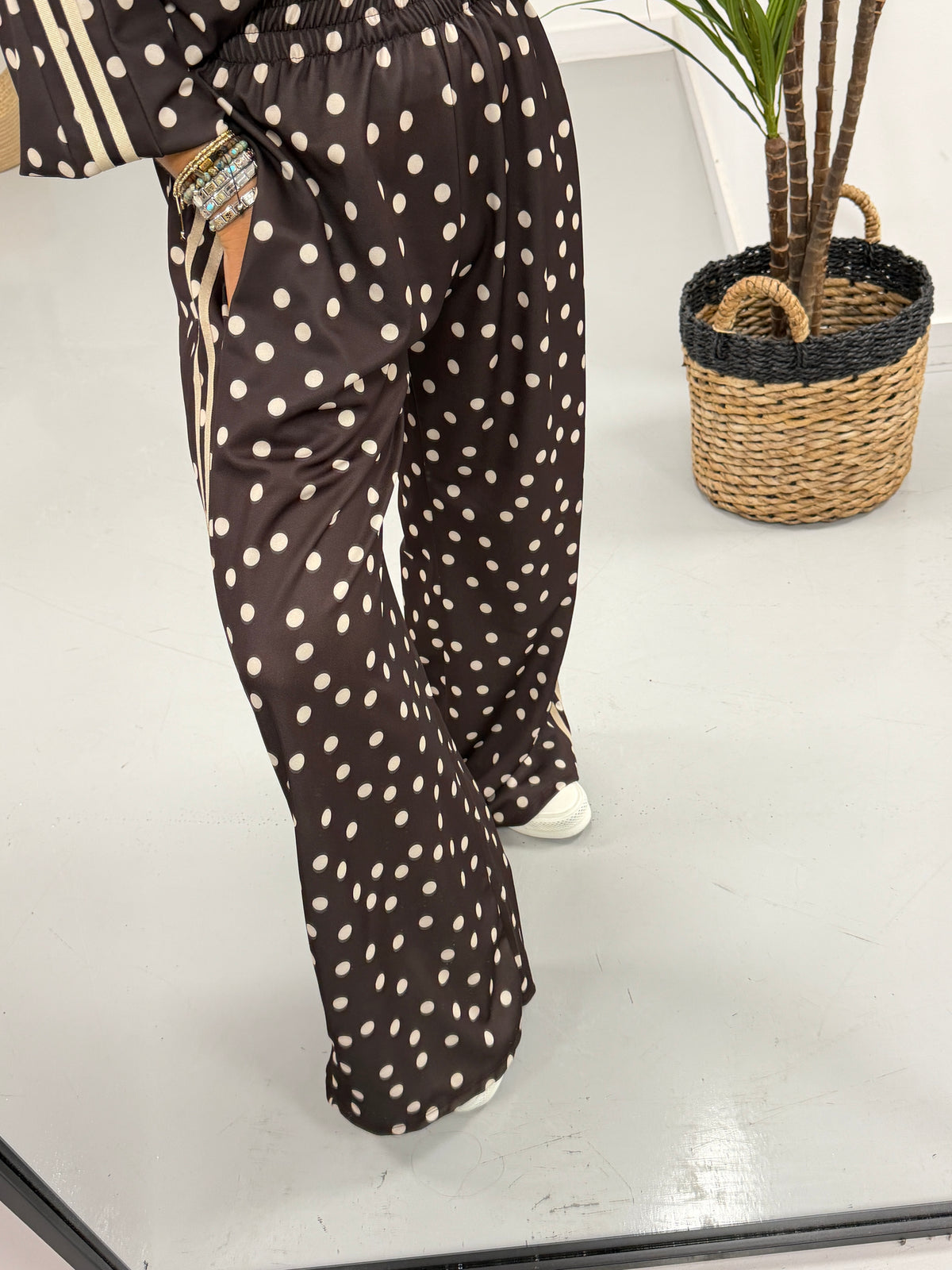 The Polka Stripe Jogger - Chocolate/Cream