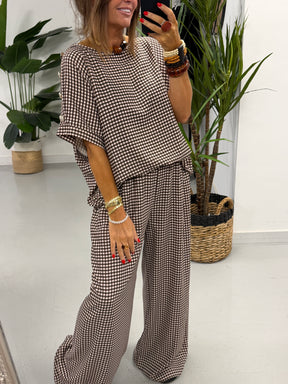 Gingham Military Two Piece - Chocolate
