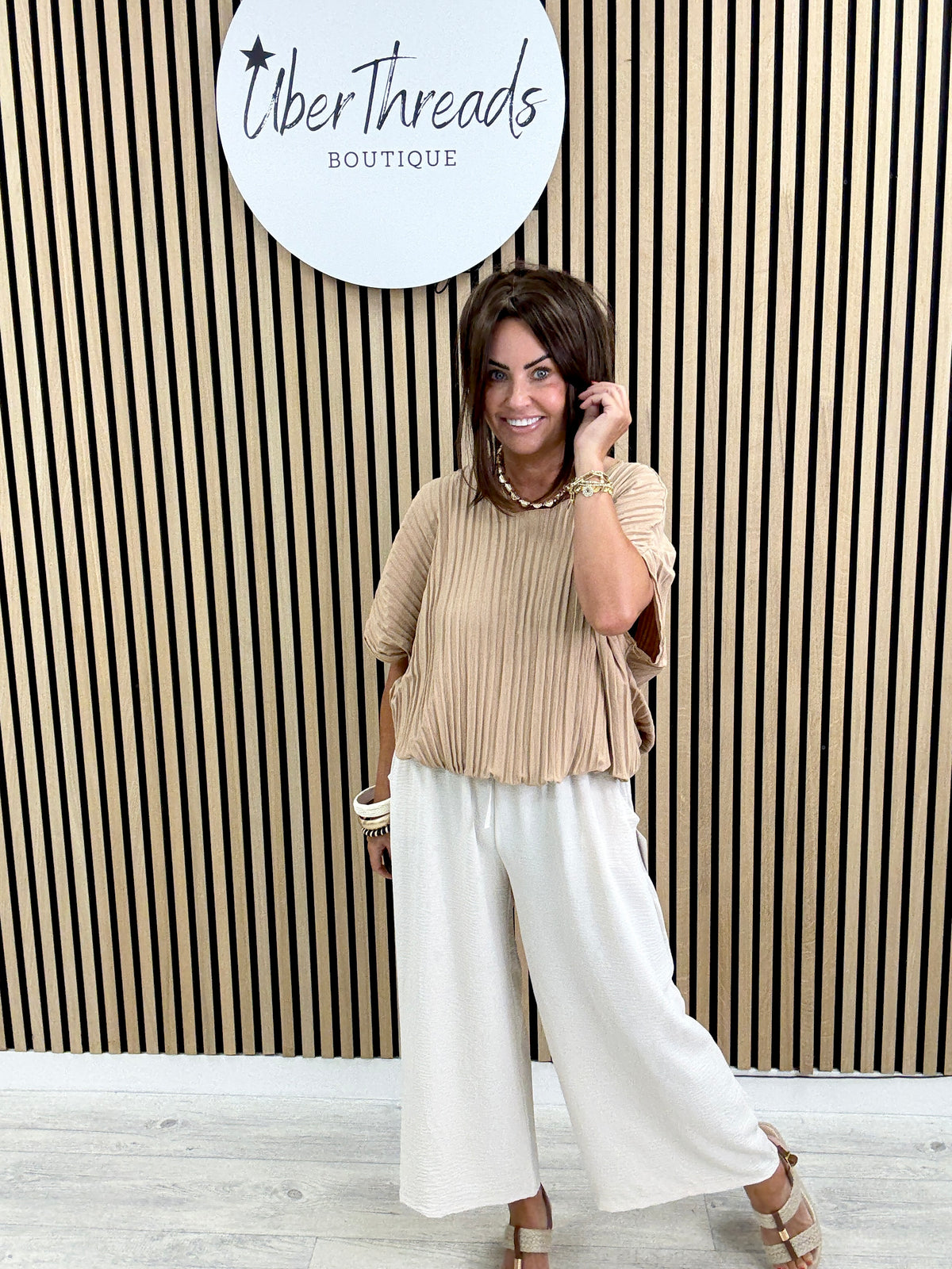 The Cropped Wide Leg Trousers - Buttercream