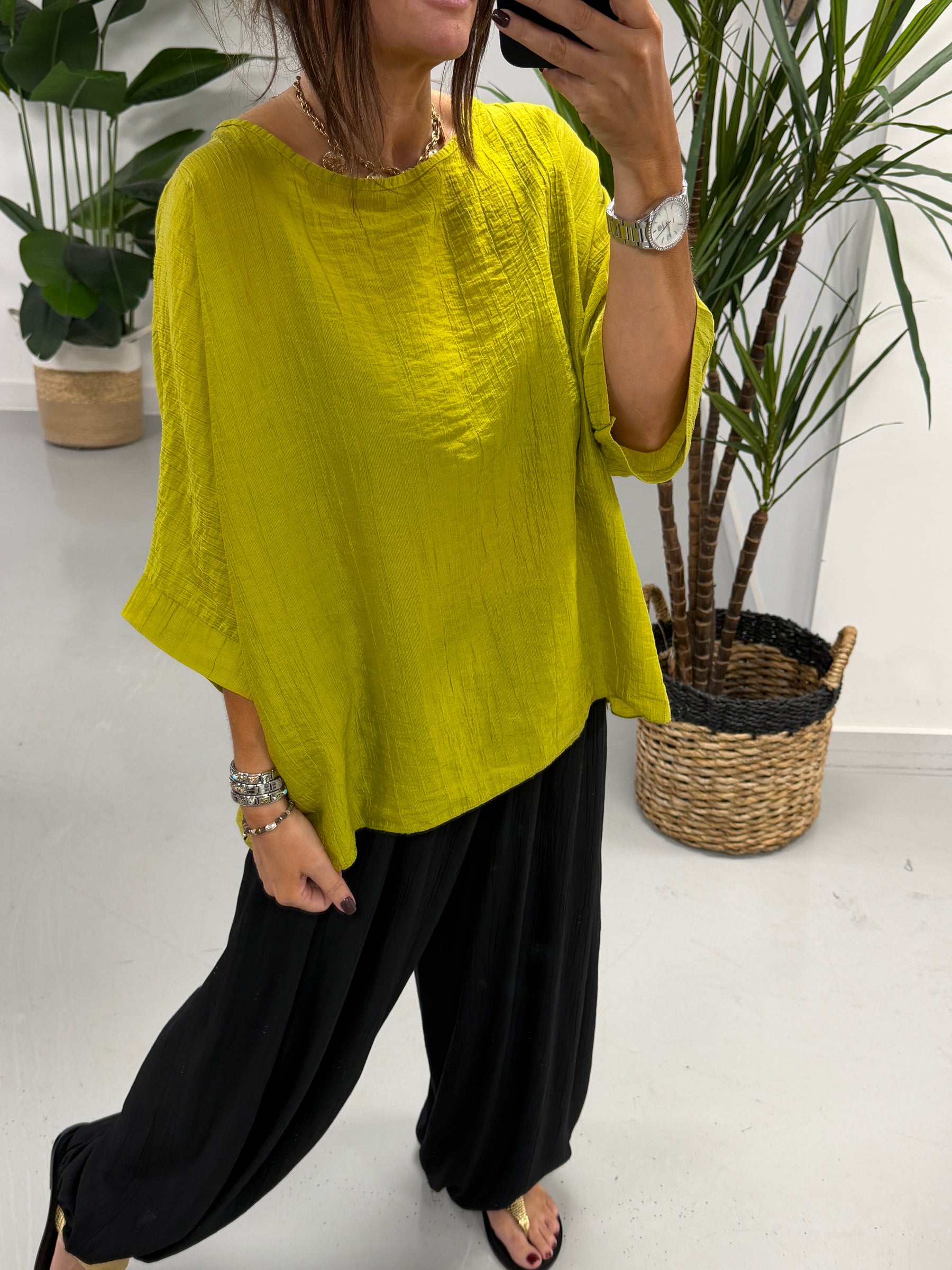 The Crinkle Boxy Tunic - Pistachio